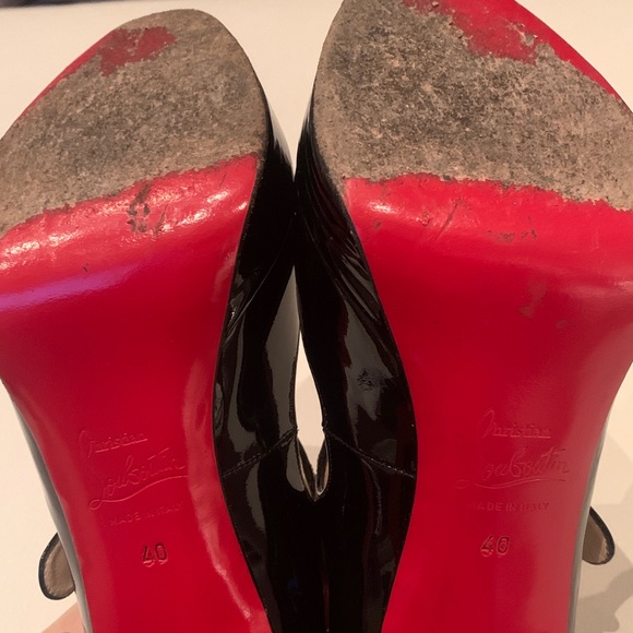 Christian Louboutin black patent open toe pumps - Picture 7 of 8